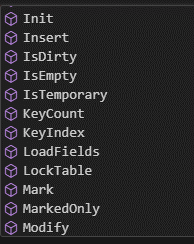 RecordRef IntelliSense, from Init through Modify