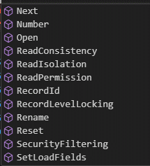 RecordRef IntelliSense, from Next through SetLoadFields