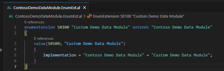 The same enum extension with its implementation mapping