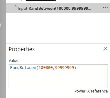 The step rewritten to Input RandBetween(100000,99999999) into Description
