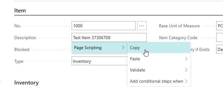 Right-click Copy on the Description field, saving its value to clipboard storage