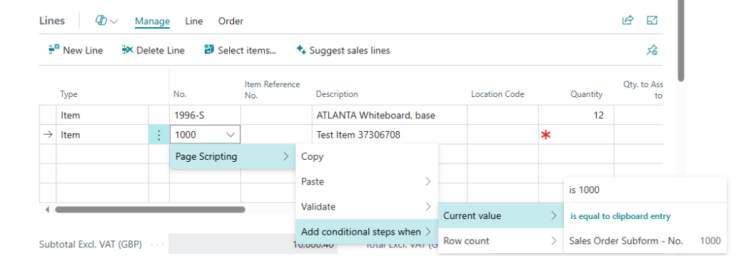 Add conditional steps when submenu offering is 1000 and is equal to clipboard entry