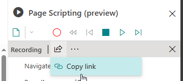 The share menu offering Copy link, for handing the script to someone by URL