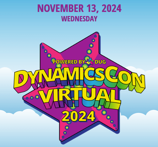 DynamicsCon Virtual 2024 poster with date November 13, 2024.