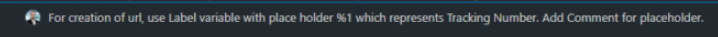 The prompt asking for a Label with a %1 placeholder and a comment explaining it