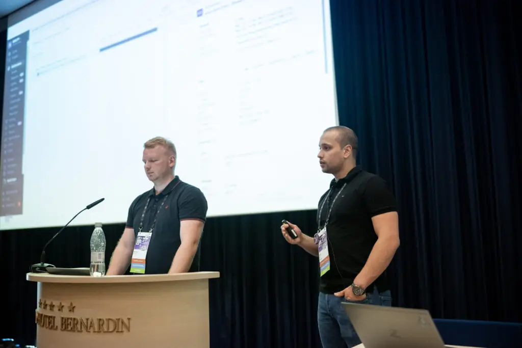 Presenting the advanced telemetry session with a colleague at Dynamics Minds 2024 in Portoroz