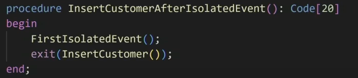 The same procedure written against an isolated event instead