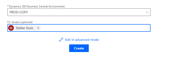 The same setup in Power Automate, where the Business Central environment is chosen too