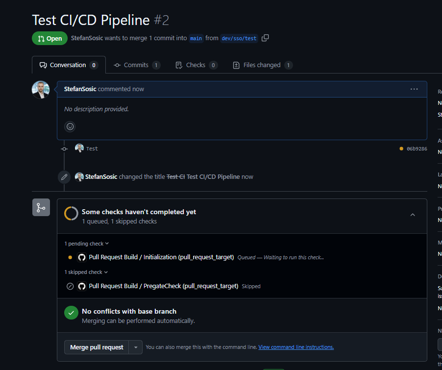 A pull request with checks still queued, waiting for the Pull Request Build workflow