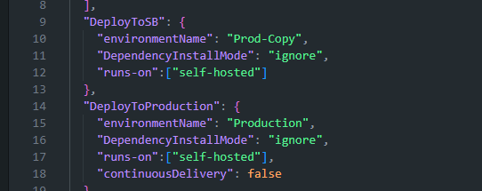 Environment settings in AL-Go-Settings.json, applying to every workflow rather than one