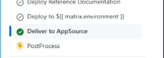 The workflow run showing the Deliver to AppSource job completing