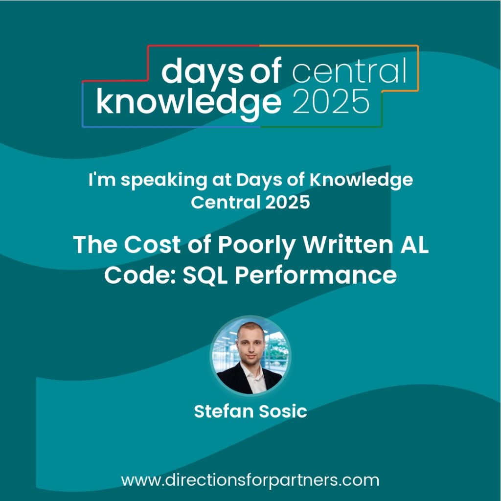 Days of Knowledge Central 2025 speaker poster for session The Cost of Poorly Written AL Code: SQL Performance.