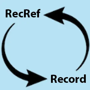 Diagram of two curved arrows forming a cycle between the labels RecRef and Record, illustrating implicit conversion between them.