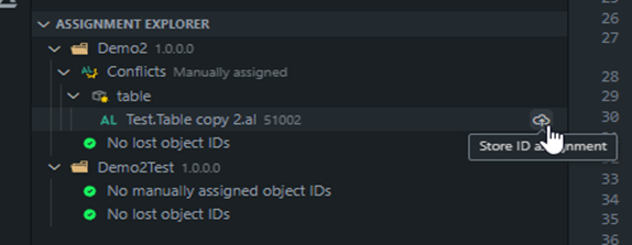 The Ninja Assignment Explorer listing a manually assigned conflict with a Store ID assignment action
