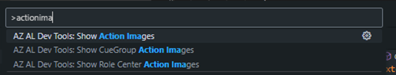 Command palette offering Show Action Images, CueGroup and Role Center image galleries