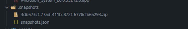 The .snapshots folder holding the recorded snapshot zip and snapshots.json