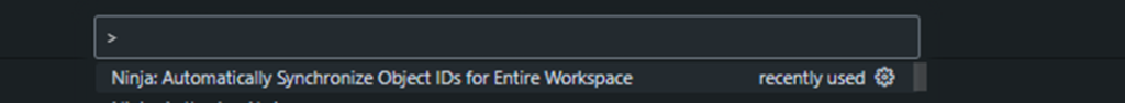 Command palette running Ninja Automatically Synchronize Object IDs for Entire Workspace